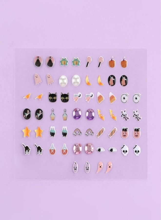 koutey Halloween 30/60 Pairs Girls Boys Stick on Earrings, Witch Pumpkin Ghost Boo Stickers, Kids Halloween Theme Jewelry Stickers, Toddlers Little Girls Sticker Earrings - Image 4
